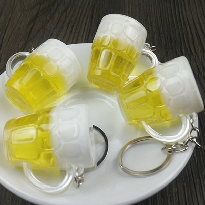 Simulation Beer Mug Pendant Beer Keychain Resin Craft Gift Creative