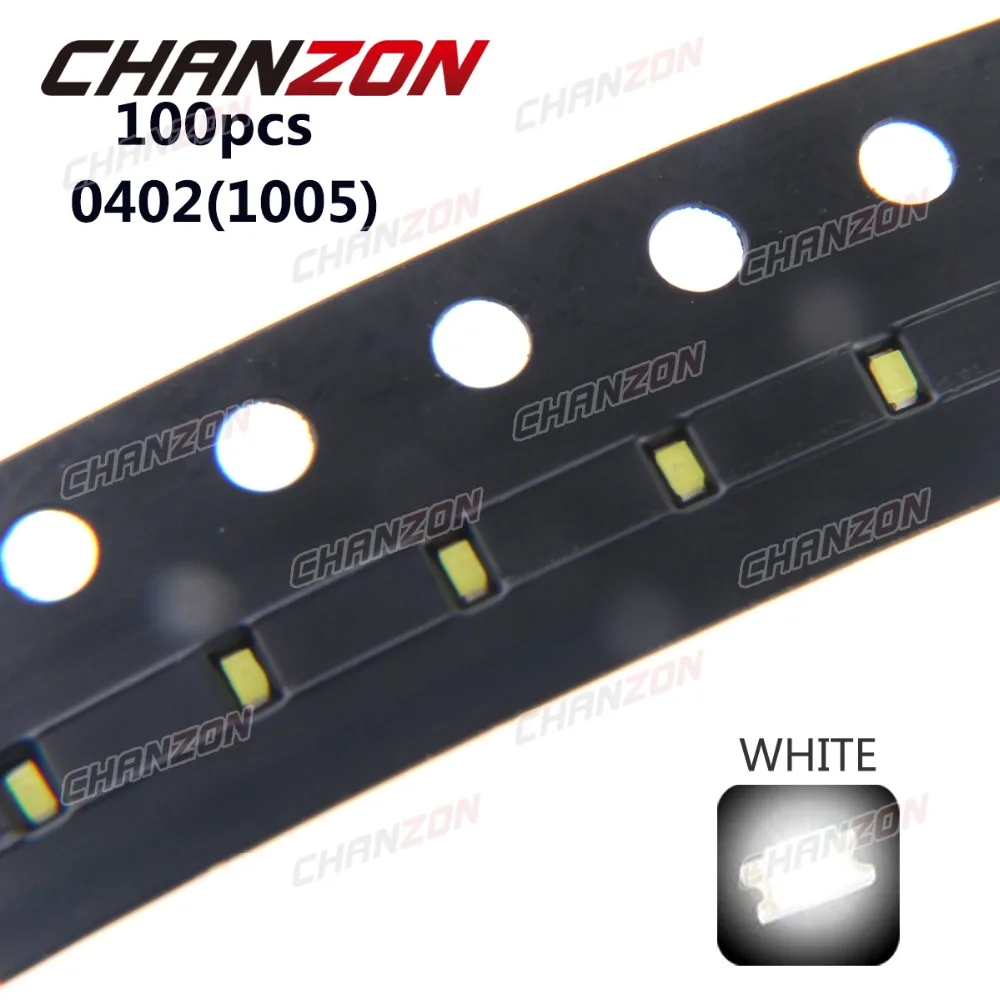 100 шт. SMD СВЕТОДИОДНЫЙ 0402(1005) Белый 9000K 20mA 3V поверхностное крепление SMT Чип Бисер светодиодный светильник излучающие диодные лампы компоненты электроники