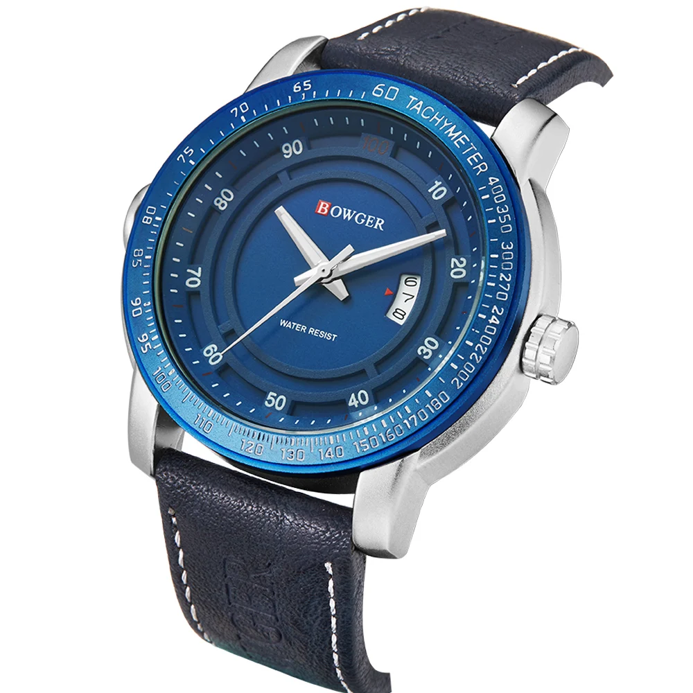 BOWGER Luxury Brand Men Analog Digital Leather Sports Watches Men's Army Military Watch Man Quartz Clock Relogio Masculino (9)