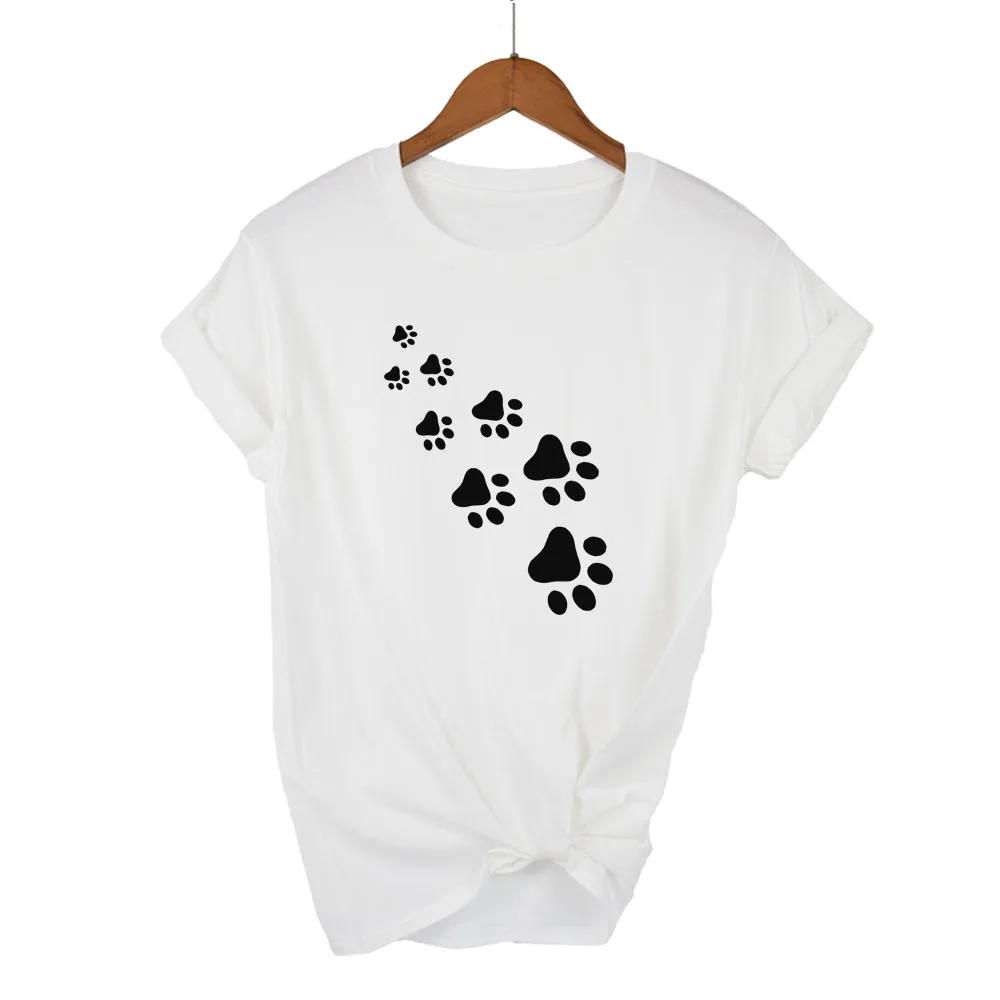 

cat paws print Women tshirt Cotton Casual Funny t shirt For Lady Top Tee Hipster gray black white Drop Ship