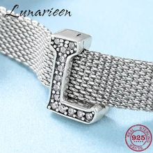 Модные 925 пробы серебряные сверкающие буквы L бусы-клипсы для изготовления ювелирных изделий подходят к оригинальному отраженному браслету