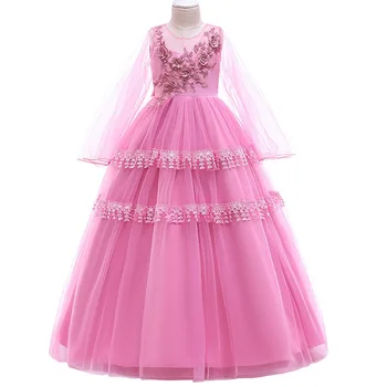 

Child girl dress 4-14 year teen beauty page girl dress wedding party first communion tulle dress girl children clothing LP-216