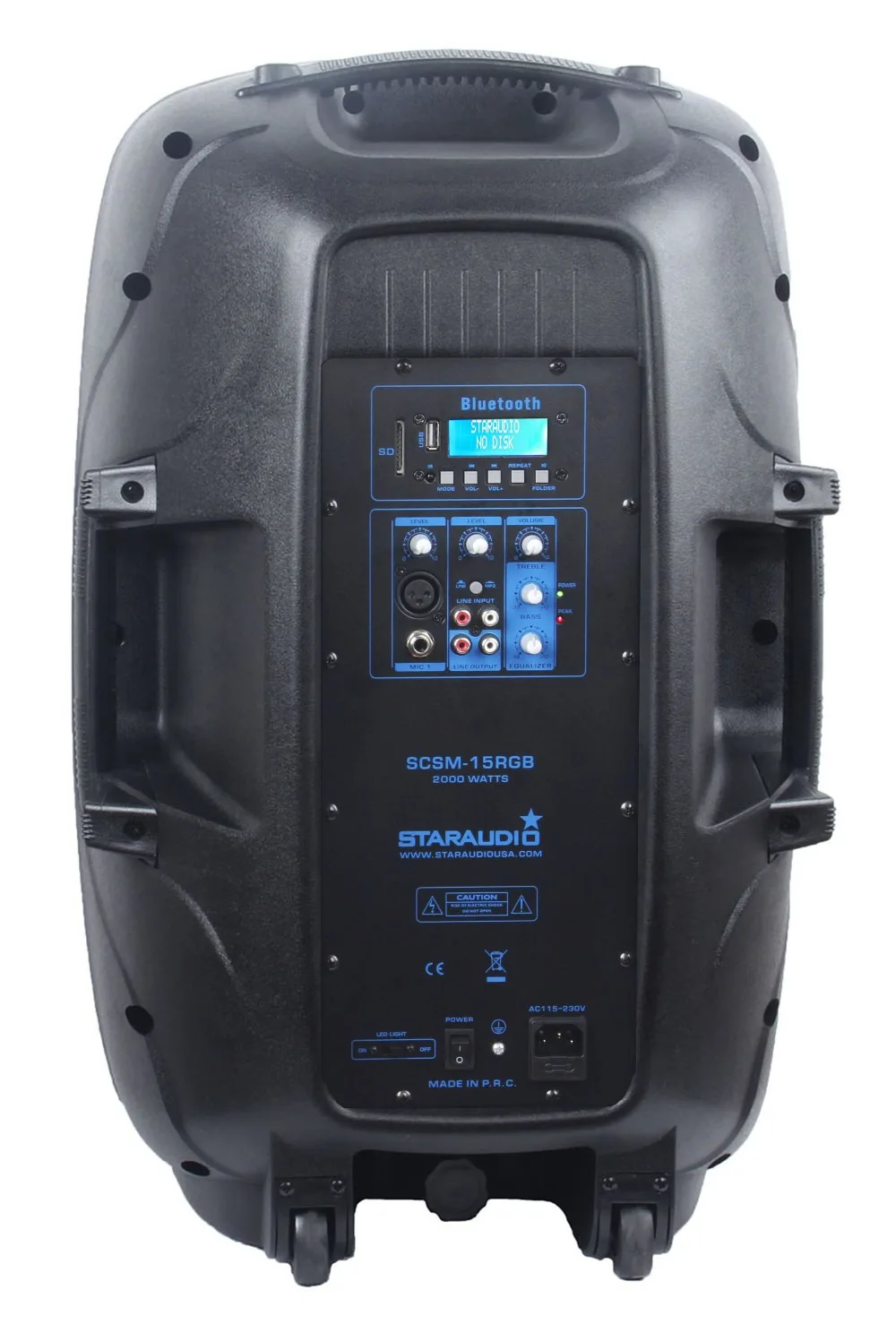2000w 15inch powered pa dj party family satge show speaker with usb sd bluetooth rgb led light with speaker stand 