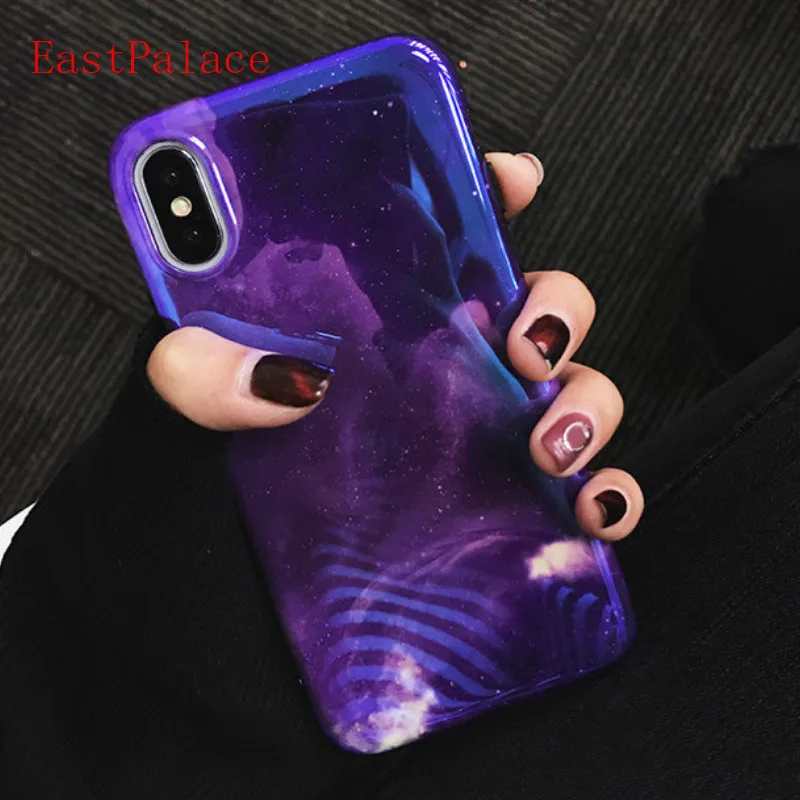 Мягкий чехол с голограммой Blue Ray для IPhone X XS 10 8 8P 7 Plus 6 S 6s 6plus 7plus Чехол Фиолетовый