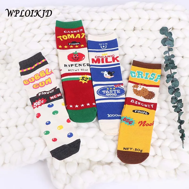 [WPLOIKJD] Harajuku Kawaii милые носки помидоры молоко бисквит шоколад унисекс забавные носки хип хоп скейтборд Мода Sokken
