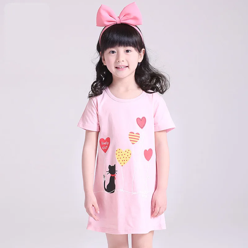 Для девочек Пижамы Ночные сорочки для девочек летние детские пижамы От 4 до 12 лет подросток ночная рубашка платье ребенка ночью натуральный хлопок Костюмы