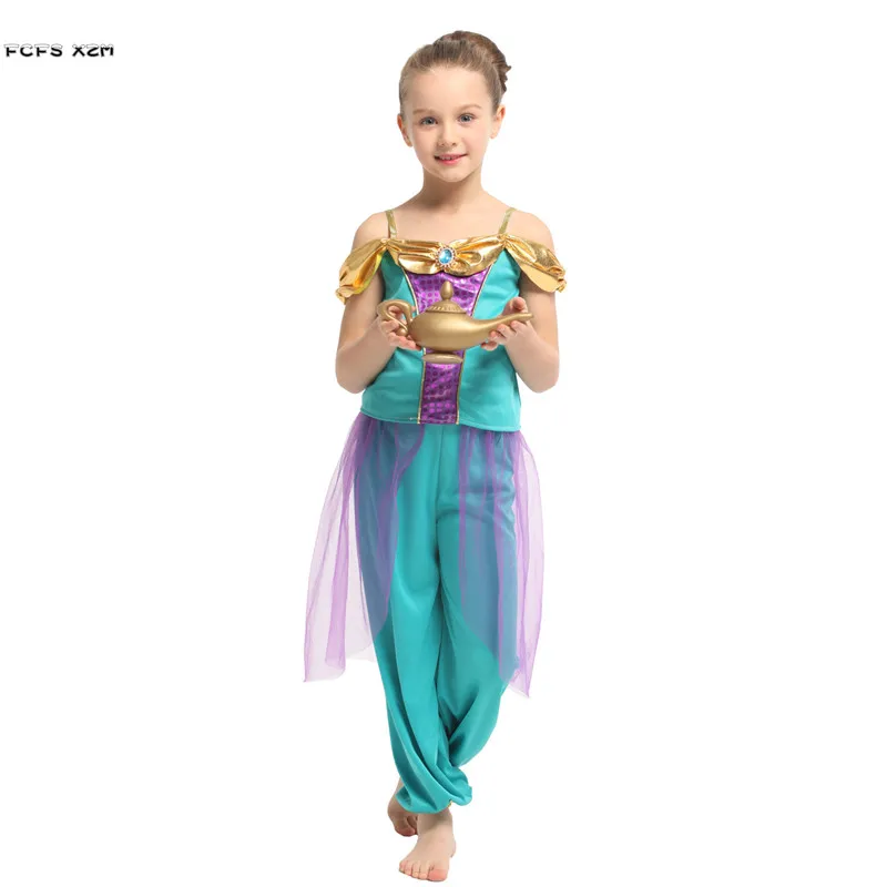 

M-XL Girls Halloween Jasmine Princess Costume Kids Children Aladdin's lamp Arabian Cosplay Carnival Purim Stage play party dress