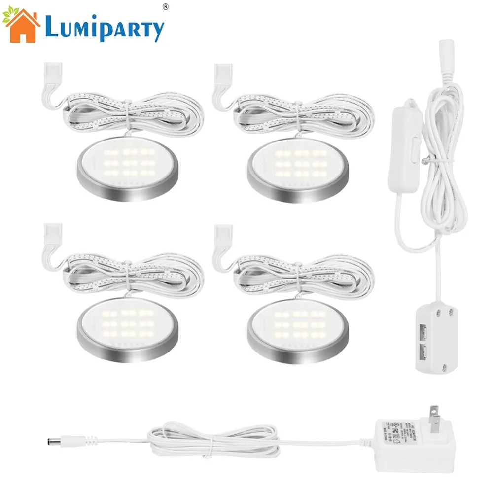 

Set of 4 Under Cabinet Light Kit 18 LED Puck Lamp Three colors for Under Kitchen Closet Wardrobe Book Shelf Night Light