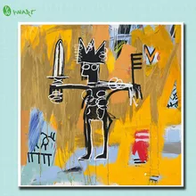 2016 gemälde Druck Malerei Jean Michel Basquiat Untitled Julius Caesar Auf Gold Dekoratives Wandkunst Bild Wohnzimmer