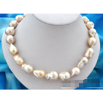 

18" 21mm baroque baby pink reborn keshi pearl necklace^^^@^Noble style Natural Fine jewe (B0322)
