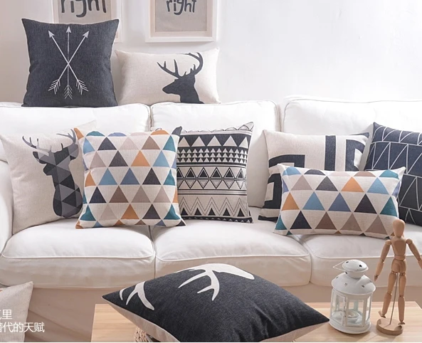 Nordic Minimalism Geometric Triangles Stripes Arrows Cushion Covers Nordic Minimalism Geometric Triangles Stripes Arrows Cushion Covers Deer Elk Stag Pillow Cover Sofa Linen Cotton