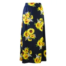 Летняя женская юбка с принтом подсолнуха, чистая и свежая удобная свободная Повседневная Длинная Сексуальная элегантная длинная юбка Faldas Mujer Modis BB4