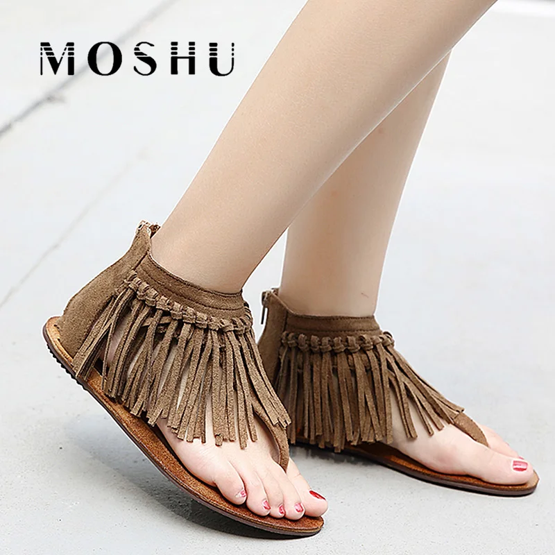 

Women Flat Sandals Fringe Flip Flops Ladies Summer Cover Heel Slippers Anti Slip Casual Retro Shoes Sapato Feminino