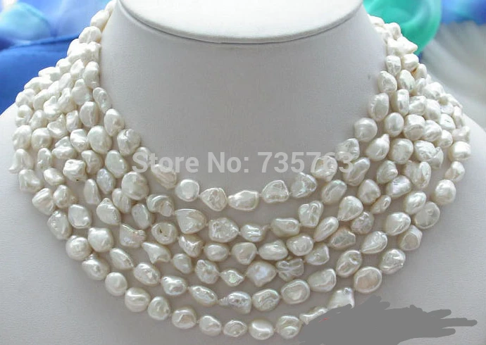 

HOT N771 LONE 92" 11mm WHITE baroque keshi reborn pearl NECKLACE