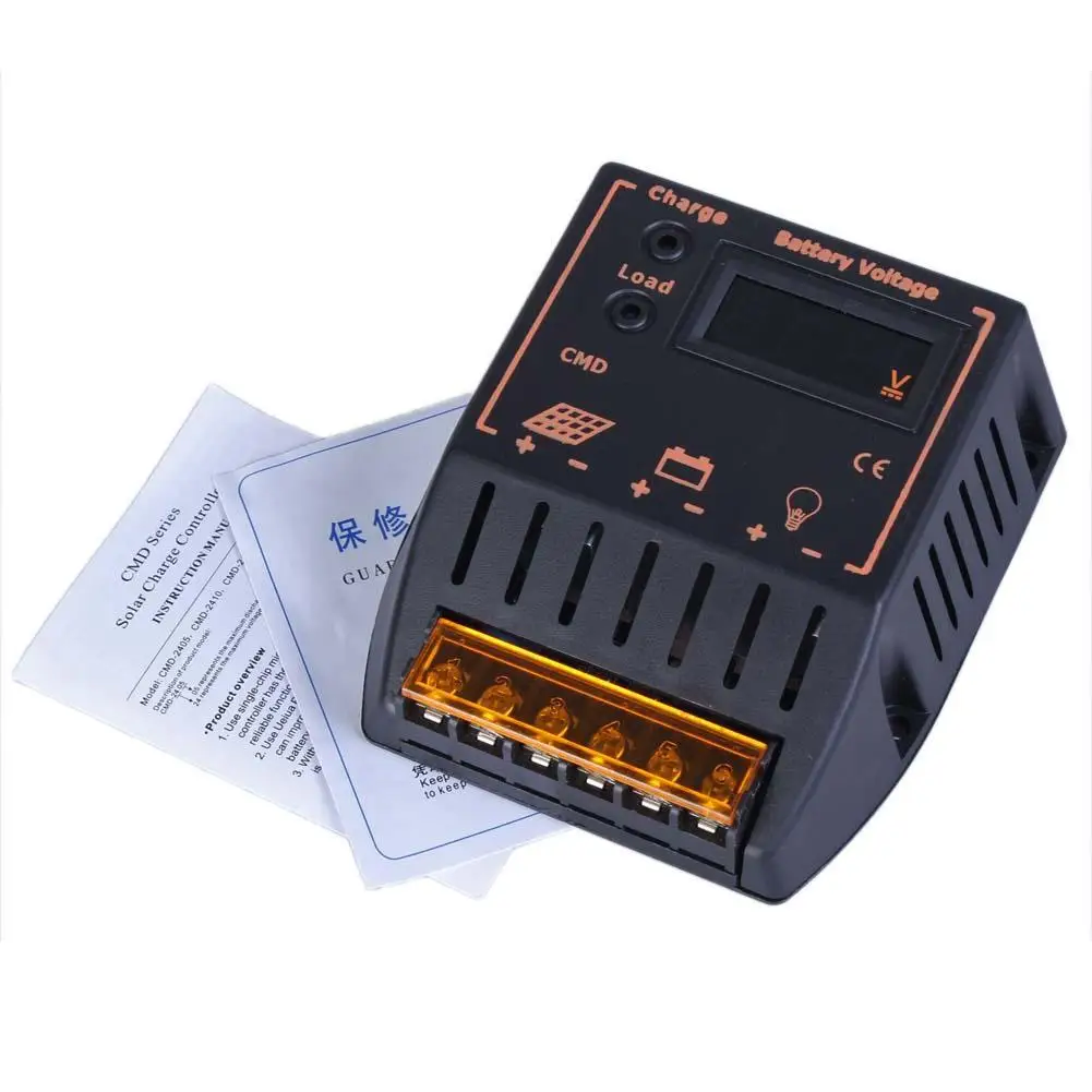 

2019 Solar Charge Controller 12V 24V LCD Display Autoswitch Solar Charger Regulator + 5 Pairs MC4 M/F Solar Cable Connectors
