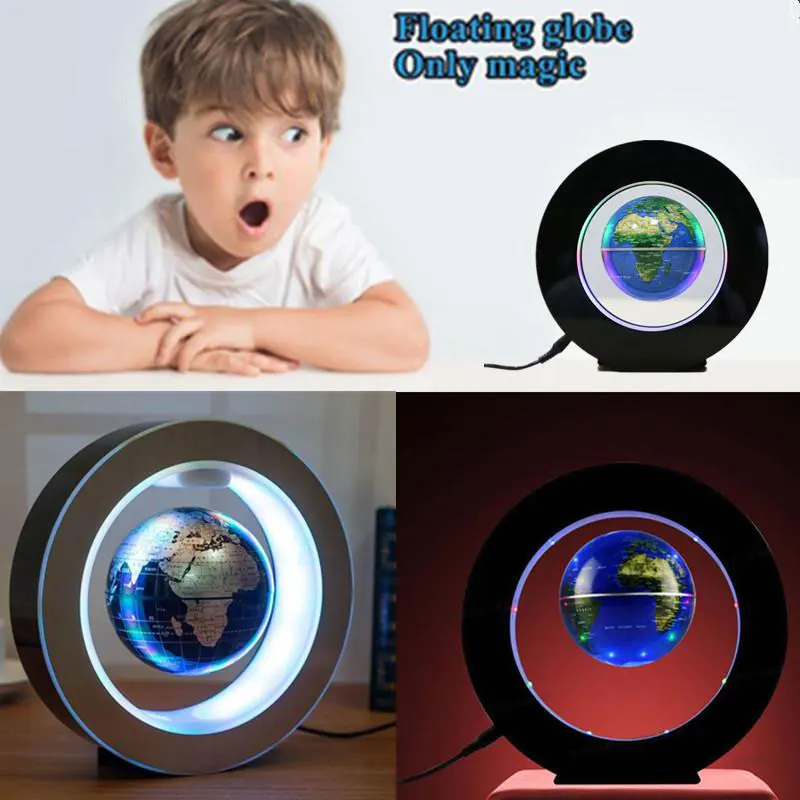 2W Magnetic Levitation Floating Globe Map Ball w/LED Light Decor Gift EU Plug