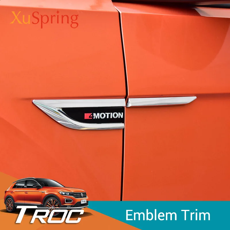 

Car Side Wing Fender Emblem Badge with 4 Motion Stickers Trim Original for vw T-roc Troc 2017 2018 2019 Car Styling