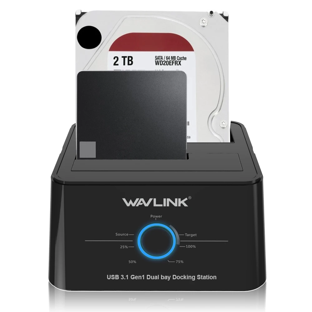 Wavlink USB 3,1 Type C для SATA Dual Bay док-станция 2,5/3,5 SSD HDD SATA 1/2/3 корпус для 2*8 ТБ с офлайн создание резервных клонов