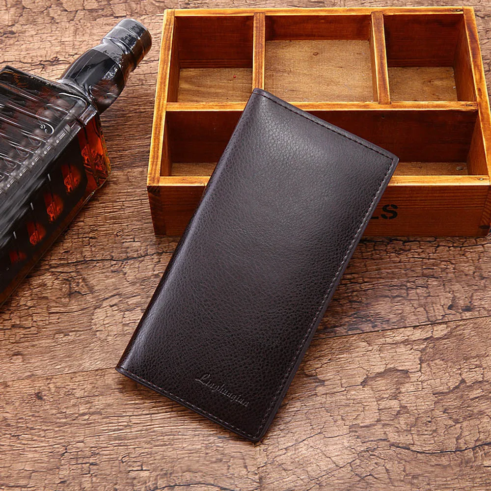 Vintage Man Wallet Male Slim Pu Leather Bifold Business Long Wallet Card Coin Wallet Purse Cartera Hombre #RN