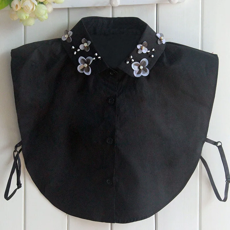 Fake Collar Women Detachable Collars Jeans Diamond Crystal Lace Cotton