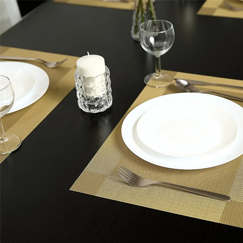 4 قطعة/الوحدة 45*30 سنتيمتر تحديد الموقع pvc الطعام الجدول حصيرة القرص عاء الوقايات للماء الجدول القماش منصات مقاومة سادة