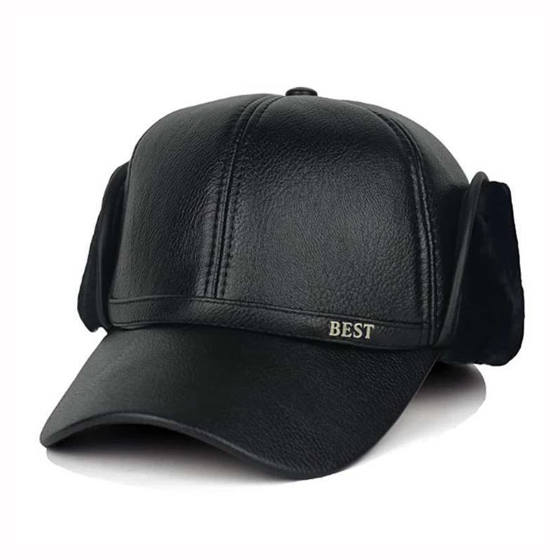 Zgllywr Winter Leather Visor Windproof Man Berets Senior Men Winter