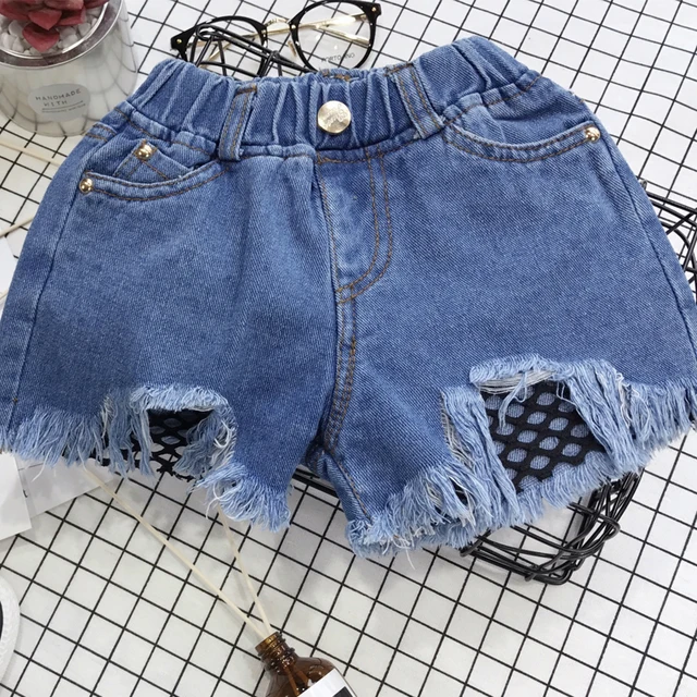 Yorkzaler Kids Short Jeans For Girl Boy Embroidery Ripped Children’s Denim Short Pants Casual Floral Toddler Baby Clothing