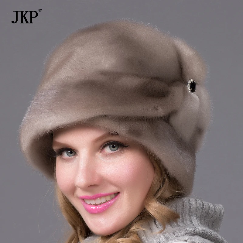 Шапка из натурального меха норки для женщин, зимняя женская шапка skullies, защита для ушей, высокое качество, сохраняющая тепло, шапки в русском стиле