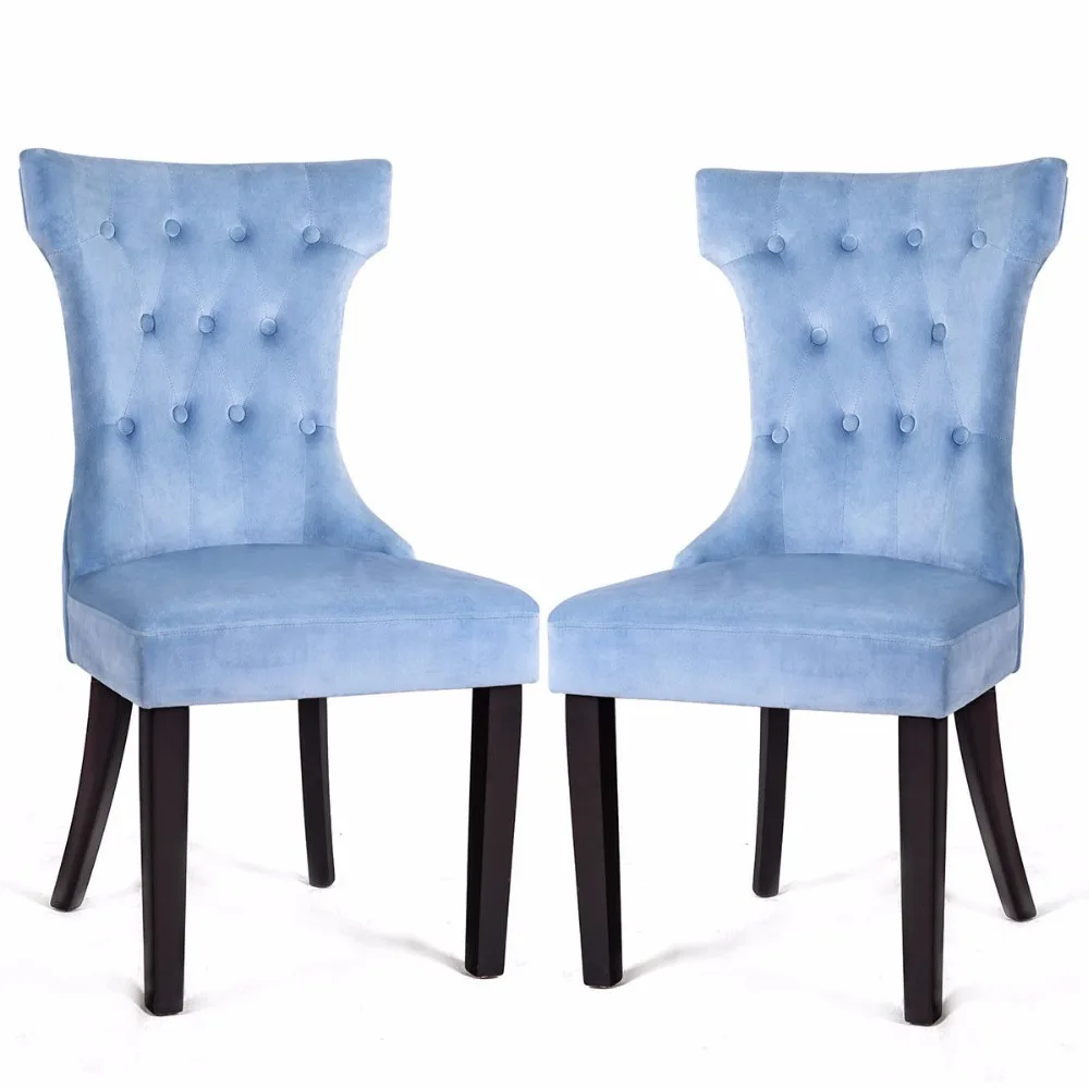 Giantex Set of 2 Dining Side Chair Button Tufted Upholstered Velvet Armless Chair Blue Home Furniture HW58153BL Giantex Set of 2 Dining Side Chair Button Tufted Upholstered Velvet Armless Chair Blue Home Furniture HW58153BL