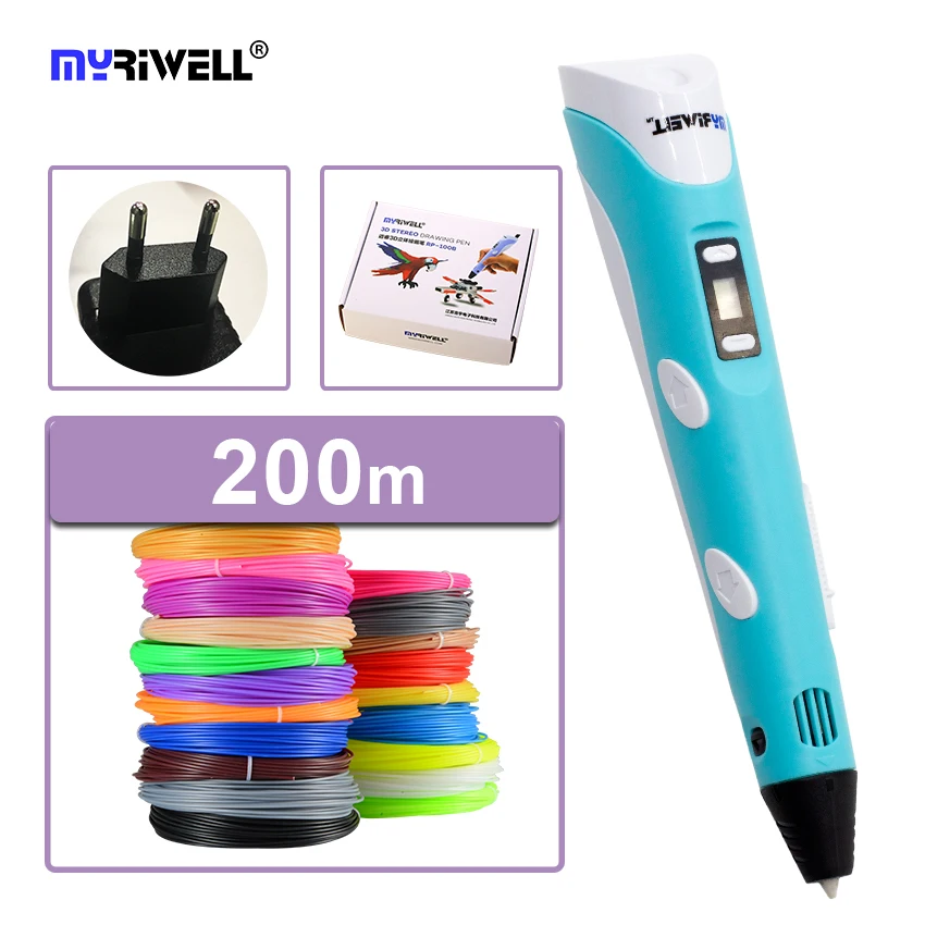 

Original myriwell 3D pen 2nd generation RP-100B with ABS/PLA filament LCD display screen kid diy printing pen christmas gift