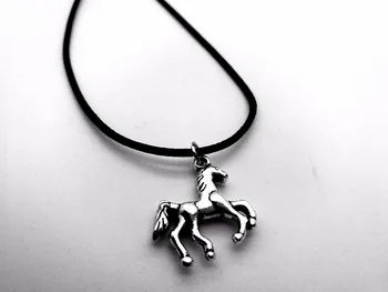 

30PCS Cute Antique Ancient Running Horse Necklace Lucky Cartoon Minimalist Unicorn Rope Leather Necklaces for Animal Jewelry