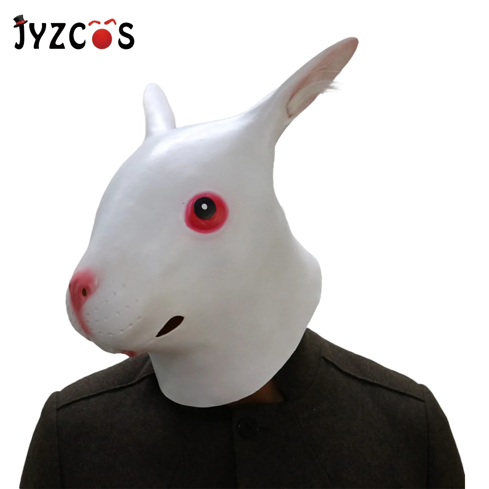 

JYZCOS Bunny Mask Latex Rabbit Head Mask Helmet Halloween Party Cosplay Animal Mask