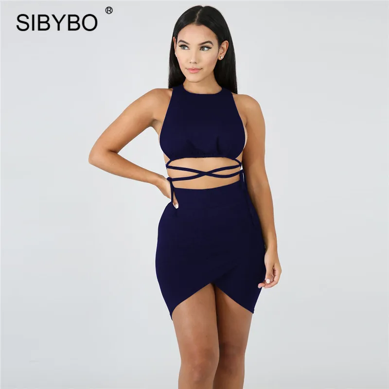 Слушай МО осень Для женщин двух частей Bodycon платье 2 шт. комплекты 2018 без рукавов