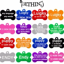 2 шт./партия, Алюминиевая бирка для животных, Выгравированная на заказ, персональная бирка на багаж, кость, 8 цветов, поставка