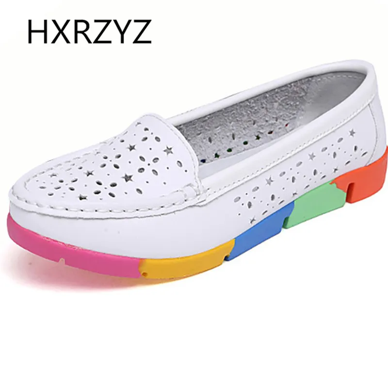 

spring and Summer hot new fashion women flat shoes woman casual Leather shoes hollow out female footwear candy color shoe flats