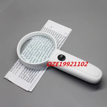 

1PCS Office Plastic Shell 4X Handheld LED Light Illuminated Magnifier 65mm Dia Lens