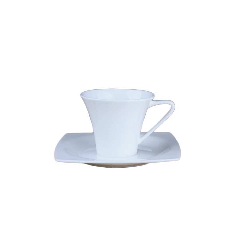 

100/250ML Brief Espresso Coffee Cup with Saucer Set Pure White Ceramic Bone china Milk Yogurt Mini Cup Home Drinkware Handle Mug