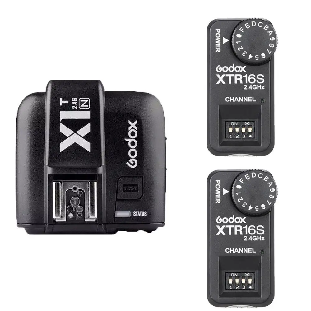 

2x Godox XTR-16S Wireless 2.4G Power Control Flash Receivers + X1T-N For Nikon