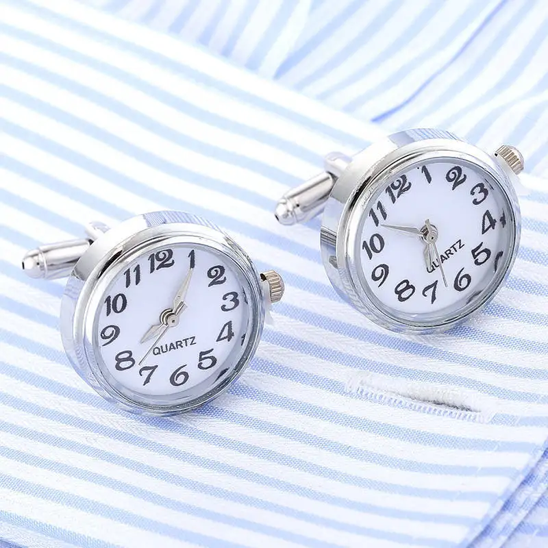  New Watch Cufflinks Real Clock Cuff links With Battery Tourbill Suit Sleeve Buttons Machine Core Me