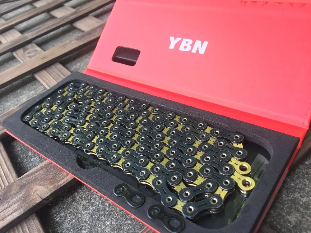 

New YBN Ultralight Black/Gold Hollow 11 Speed Chain Bicycle Chain MTB Road Bike For Shimano Sram Campagnolo Systen