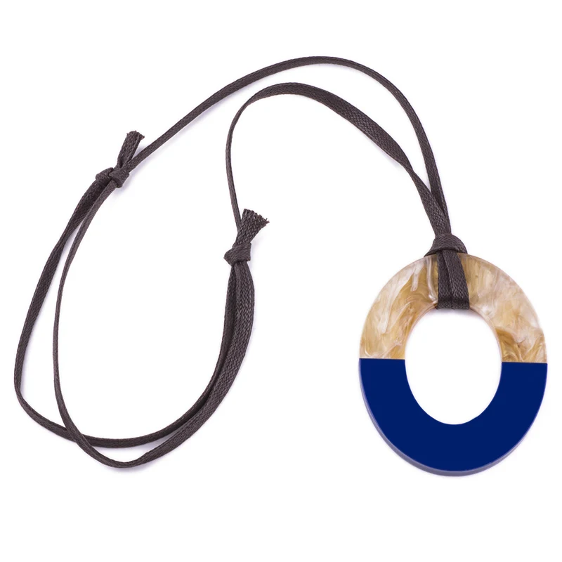 Vintage Fashion Acrylic Necklaces for Women New Statement With Big Resin Pendant Long Leather Chains White Necklace Gift Jewelry (4)