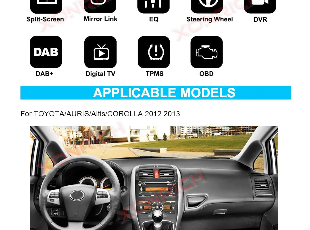 Excellent Car Multimedia Player 2 Din Android 9.0 DVD Automotivo For TOYOTA/AURIS/Altis/COROLLA 2012 2013 Radio FM 4 Core Wifi GPS Navi 8