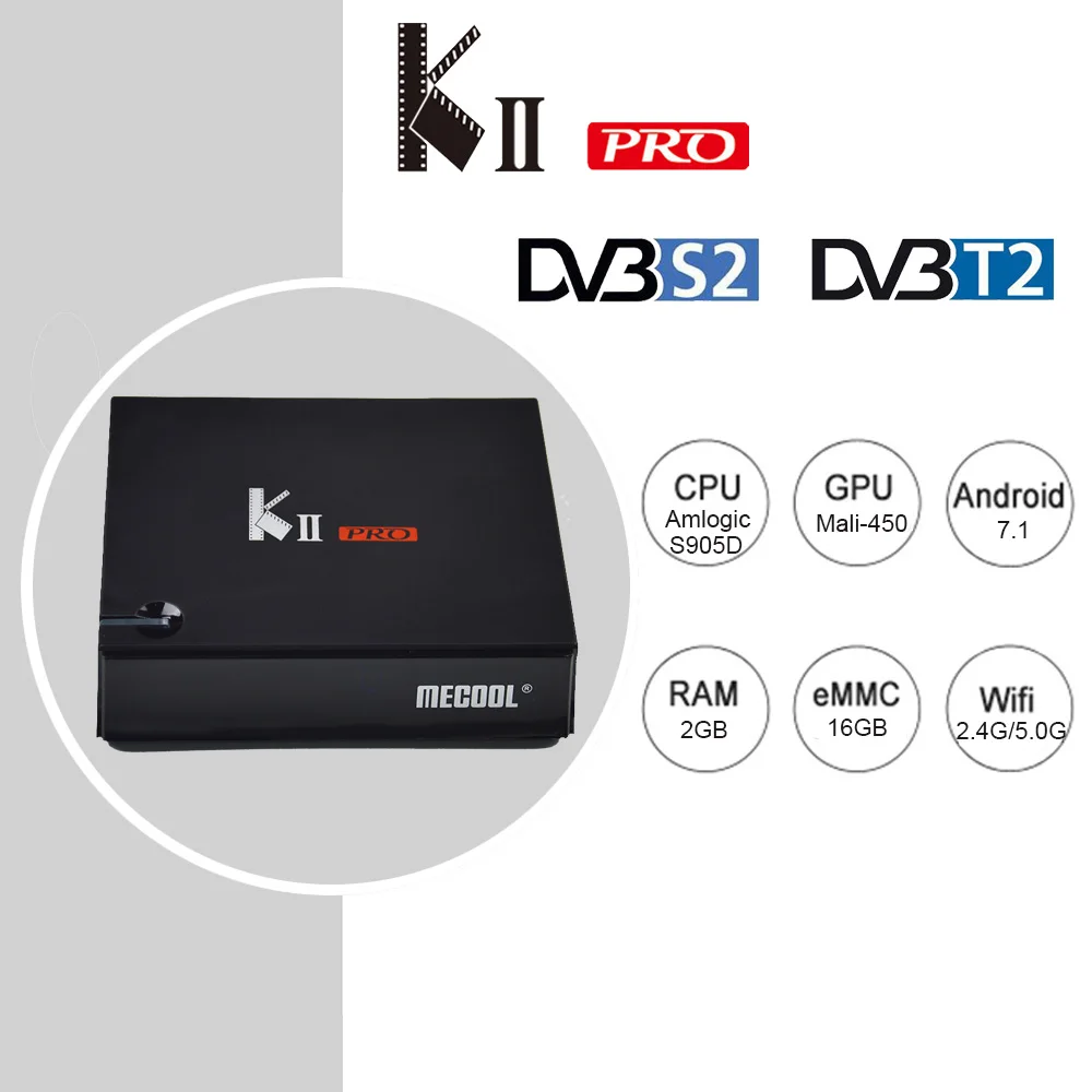 

KII PRO DVB-S2 DVB-T2 S905d Android 7.1 TV Box Quad Core 2GB 16GB K2 pro DVB S2 4K Media player 2.4/5GHz Dual Wifi Set Top Box