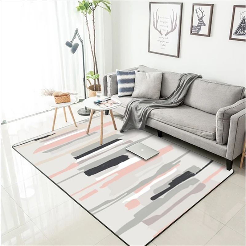 Nordic Style Pink Abstract Watercolor Geometric Rug Carpets for Living Room Bedroom Rug Sofa Table Decorative Carpet