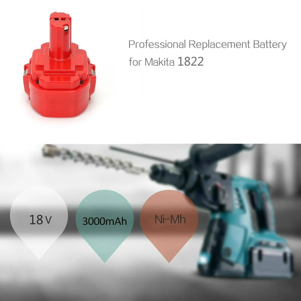 2 шт. Makita 18V 3000 мА/ч, сменный никель-металлогидридный аккумулятор Батарея для 1835 1834 1823 1822 PA18 192827-3 192826-5 6391D 6343D 4334D 6347DWDE