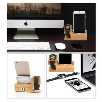 

For All Apple Iphone 7 6S PLUS i Watch 38/42mm For Huawei P9 P10 Note Gift Bamboo Wood Charging Dock Cradle Stand Phone Holders