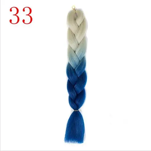 LISI волосы, Омбре, цвет, вязанные крючком волосы для наращивания, огромные косички, 24 дюйма, 100 г, синтетические косички волос, высокотемпературное волокно - Цвет: #1