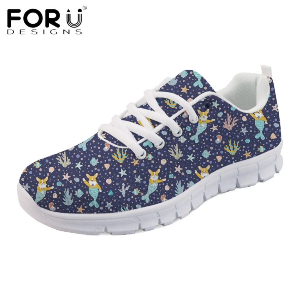 FORUDESIGNS Funny Mermaid Printed Girls Casual Flats