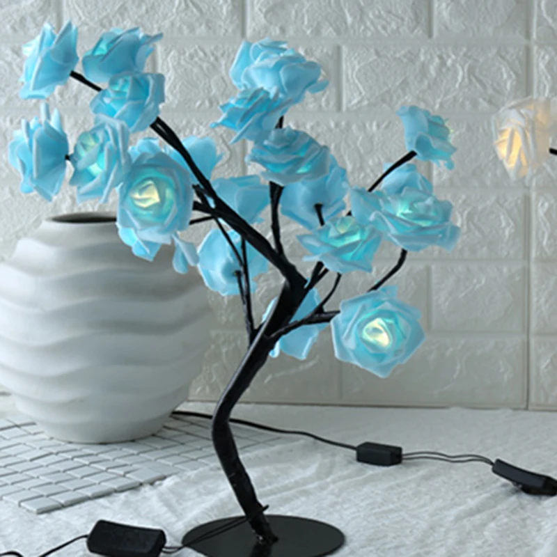 

Rose Shaped Table Lamp Flower Rose Tree Decorative Light for Living Room Bedroom MAL999