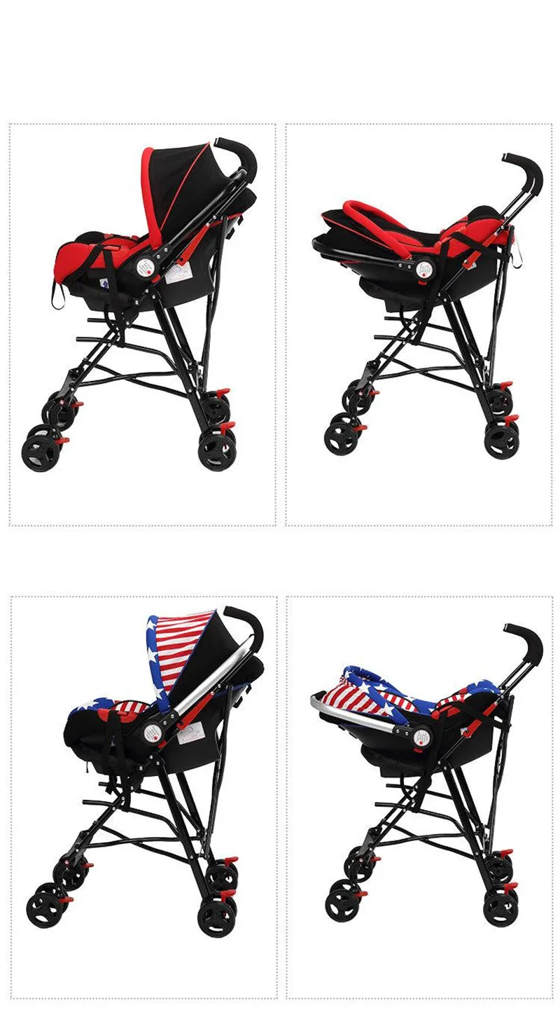 Newborn Baby Car Seat Stroller Carts Light Folding Portable With Children's Car Safety Seat Basket Steel Highland Baby Car Frame08